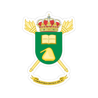 Coat of Arms of the Spanish Army Central Laboratory (Spain) (Coat of Arms) STICKER Vinyl Kiss-Cut Decal 4 Inch White - The Sticker Space
