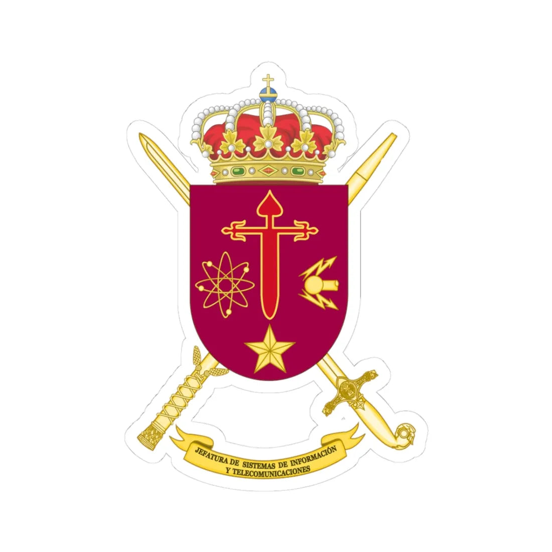 Coat of Arms of the Spanish Army CIS Command (Spain) (Coat of Arms) STICKER Vinyl Kiss-Cut Decal 3 Inch White - The Sticker Space