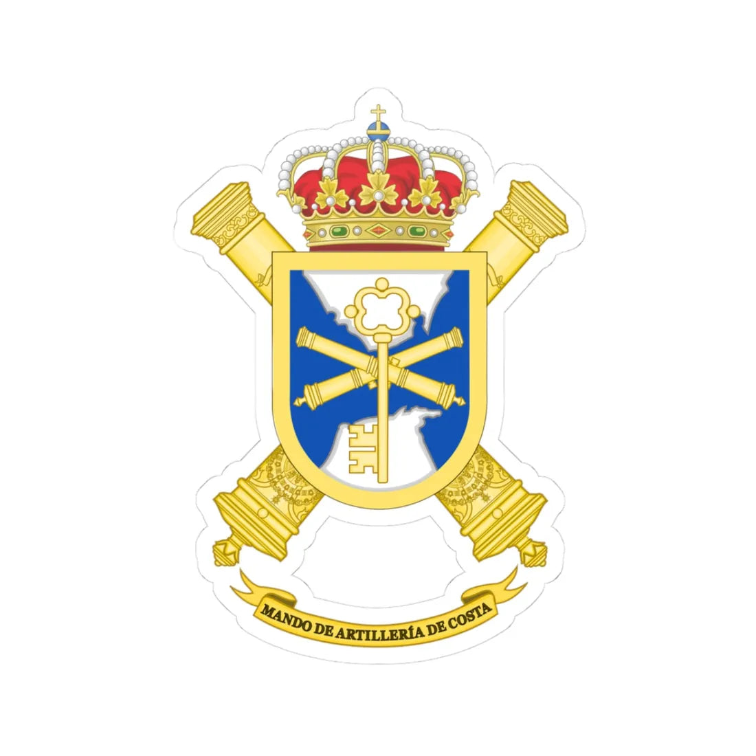 Coat of Arms of the Spanish Army Coastal Artillery Command (Spain) (Coat of Arms) STICKER Vinyl Kiss-Cut Decal - The Sticker Space