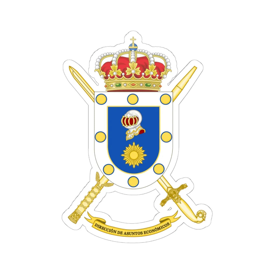 Coat of Arms of the Spanish Army Economic Affairs Directorate (Spain) (Coat of Arms) STICKER Vinyl Kiss-Cut Decal 6 Inch White - The Sticker Space