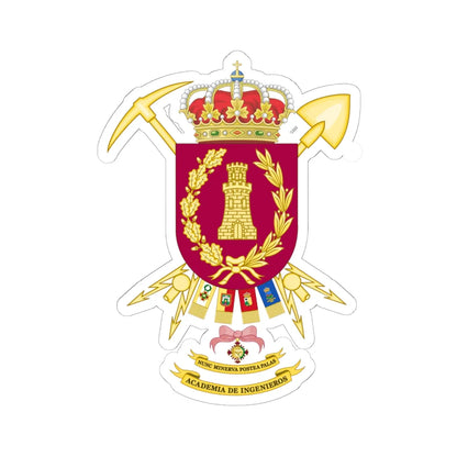 Coat of Arms of the Spanish Army Engineering Academy (Spain) (Coat of Arms) STICKER Vinyl Kiss-Cut Decal 6 Inch White - The Sticker Space