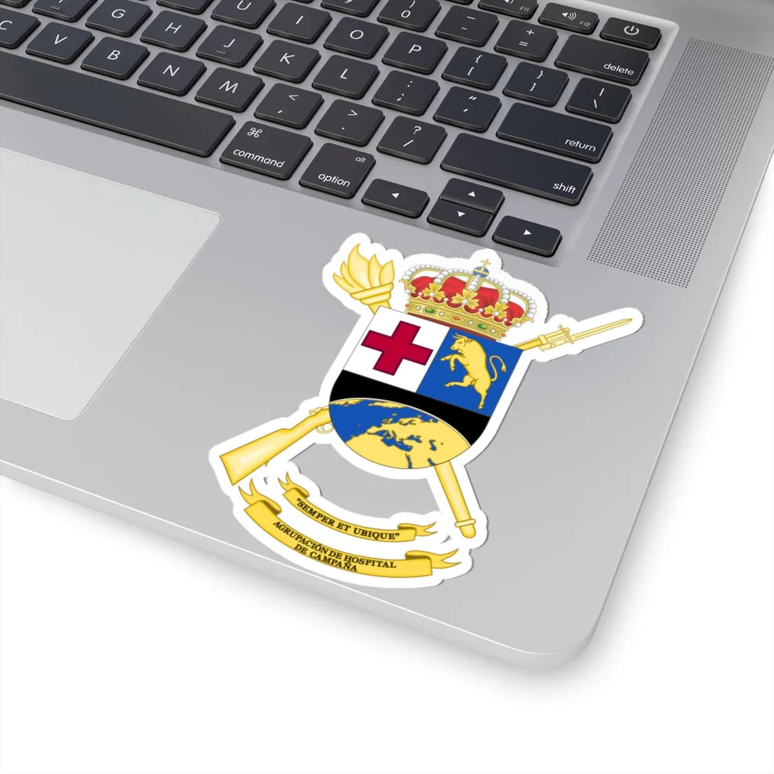 Coat of Arms of the Spanish Army Field Hospital Group (Spain) (Coat of Arms) STICKER Vinyl Kiss-Cut Decal - The Sticker Space