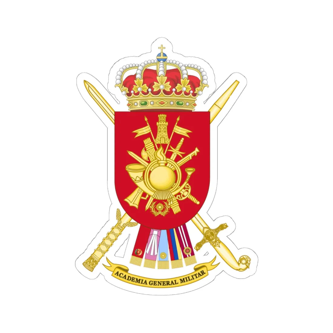 Coat of Arms of the Spanish Army General Military Academy (Spain) (Coat of Arms) STICKER Vinyl Kiss-Cut Decal 6 Inch White - The Sticker Space