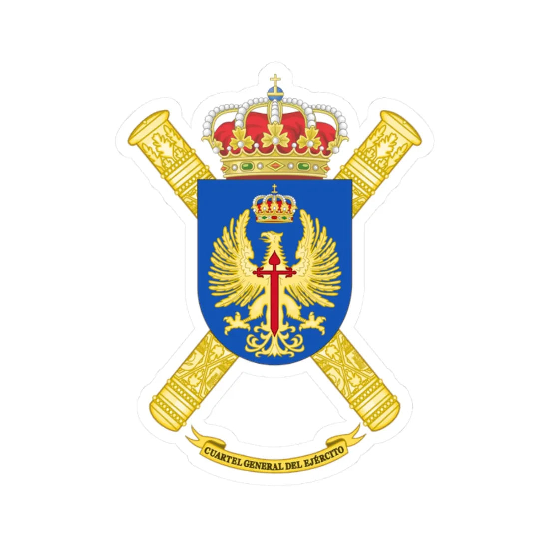 Coat of Arms of the Spanish Army Headquarter (Spain) (Coat of Arms) STICKER Vinyl Kiss-Cut Decal 2 Inch White - The Sticker Space