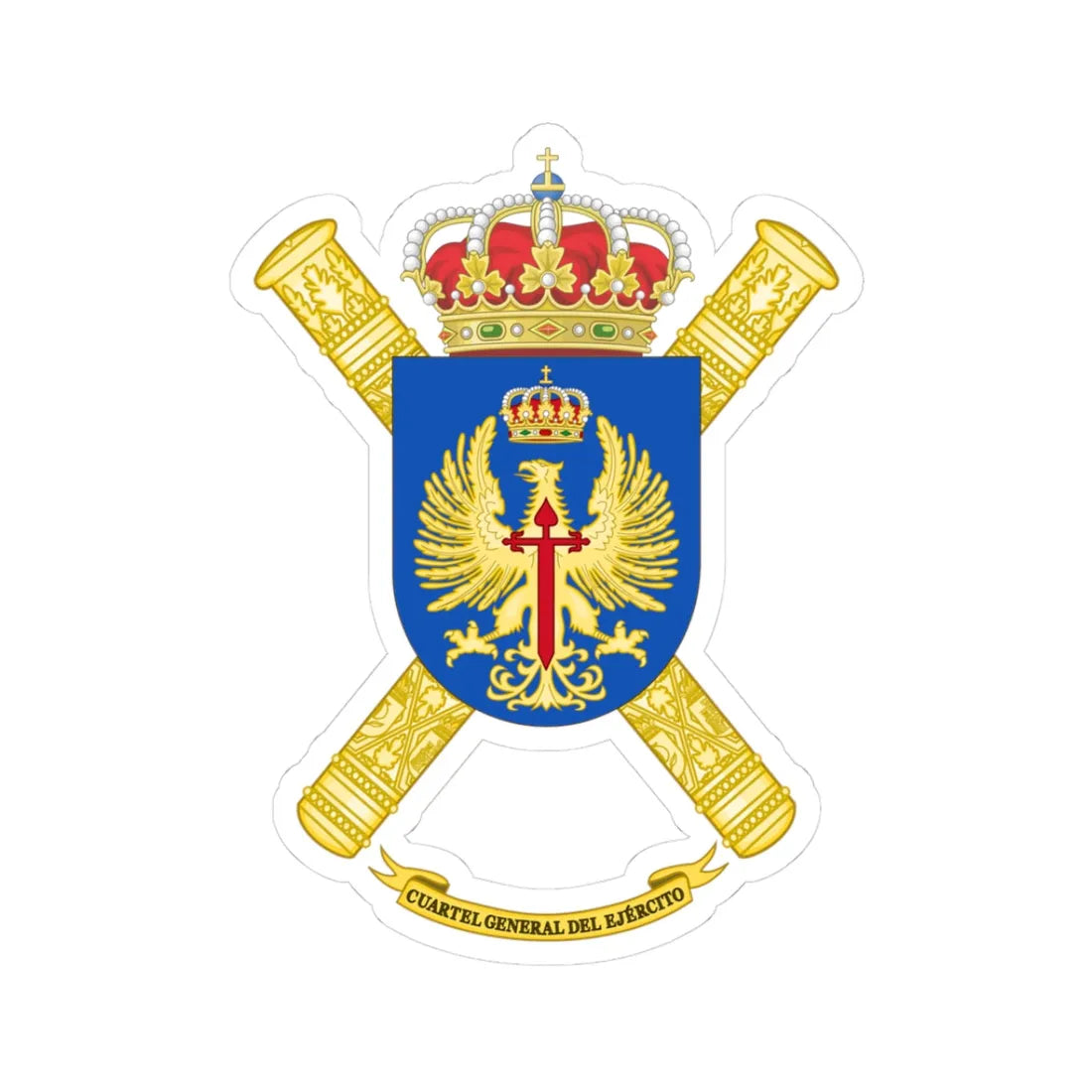 Coat of Arms of the Spanish Army Headquarter (Spain) (Coat of Arms) STICKER Vinyl Kiss-Cut Decal 3 Inch White - The Sticker Space