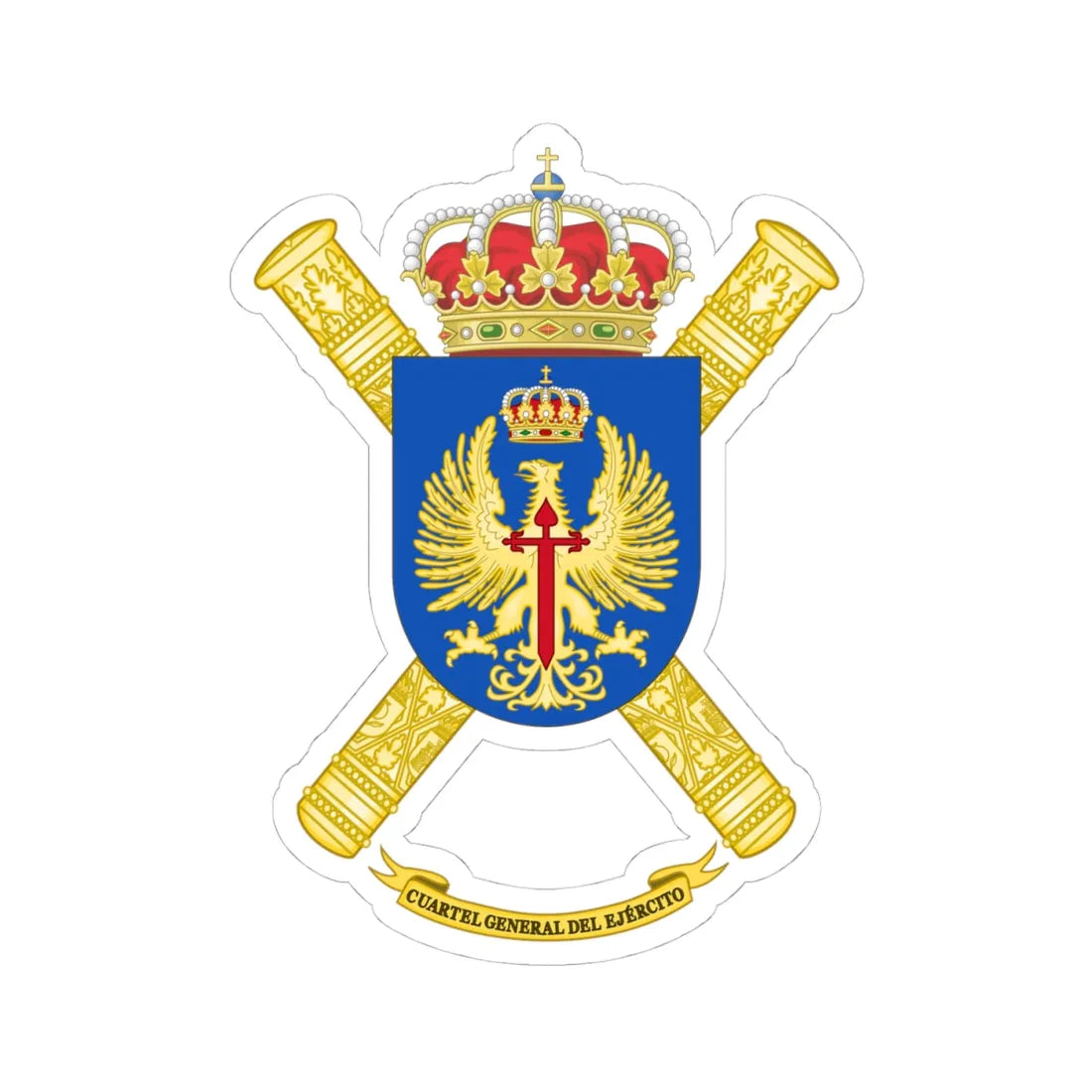 Coat of Arms of the Spanish Army Headquarter (Spain) (Coat of Arms) STICKER Vinyl Kiss-Cut Decal 4 Inch White - The Sticker Space