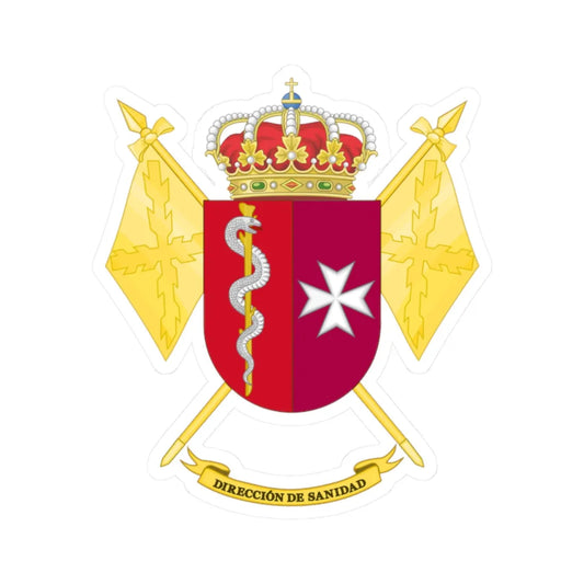 Coat of Arms of the Spanish Army Health Directorate (Spain) (Coat of Arms) STICKER Vinyl Kiss-Cut Decal 2 Inch White - The Sticker Space