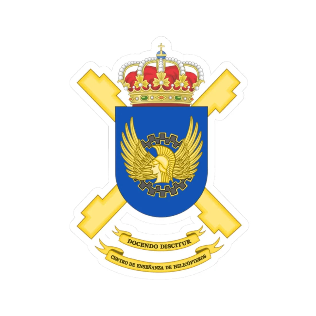 Coat of Arms of the Spanish Army Helicopters Training Center (Spain) (Coat of Arms) STICKER Vinyl Kiss-Cut Decal 2 Inch White - The Sticker Space