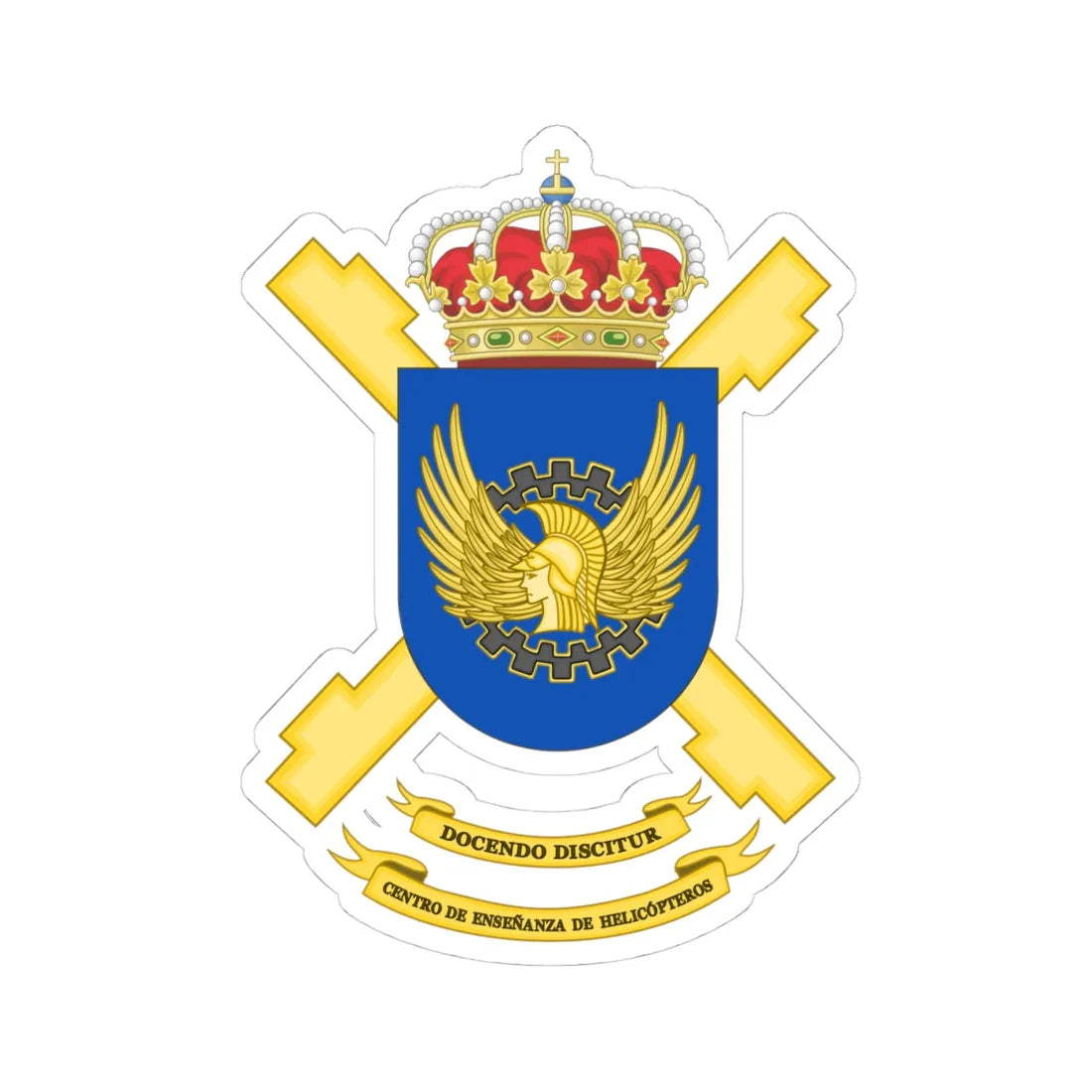 Coat of Arms of the Spanish Army Helicopters Training Center (Spain) (Coat of Arms) STICKER Vinyl Kiss-Cut Decal 4 Inch White - The Sticker Space
