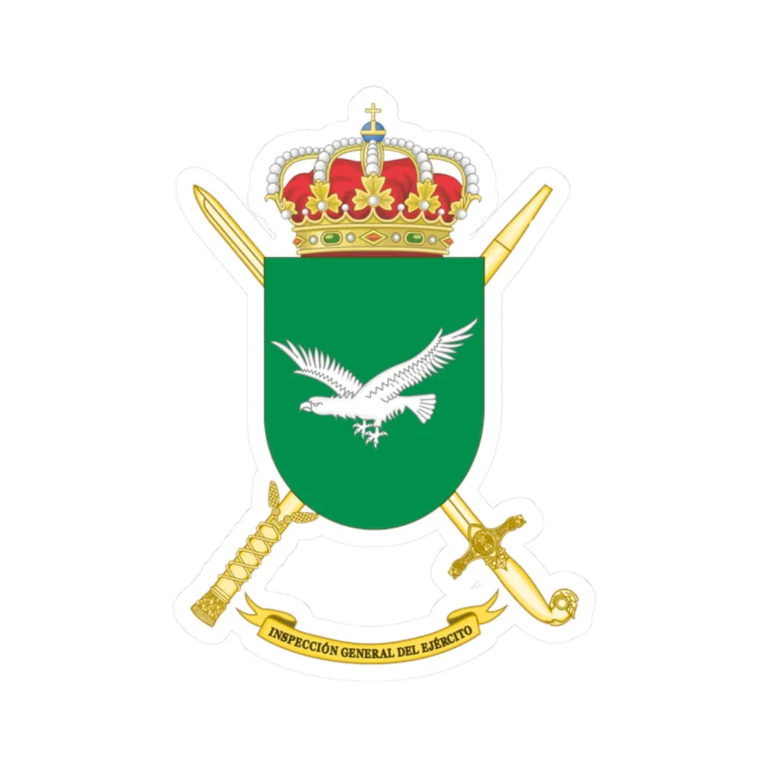 Coat of Arms of the Spanish Army Inspector Generals Office (Spain) (Coat of Arms) STICKER Vinyl Kiss-Cut Decal 2 Inch White - The Sticker Space