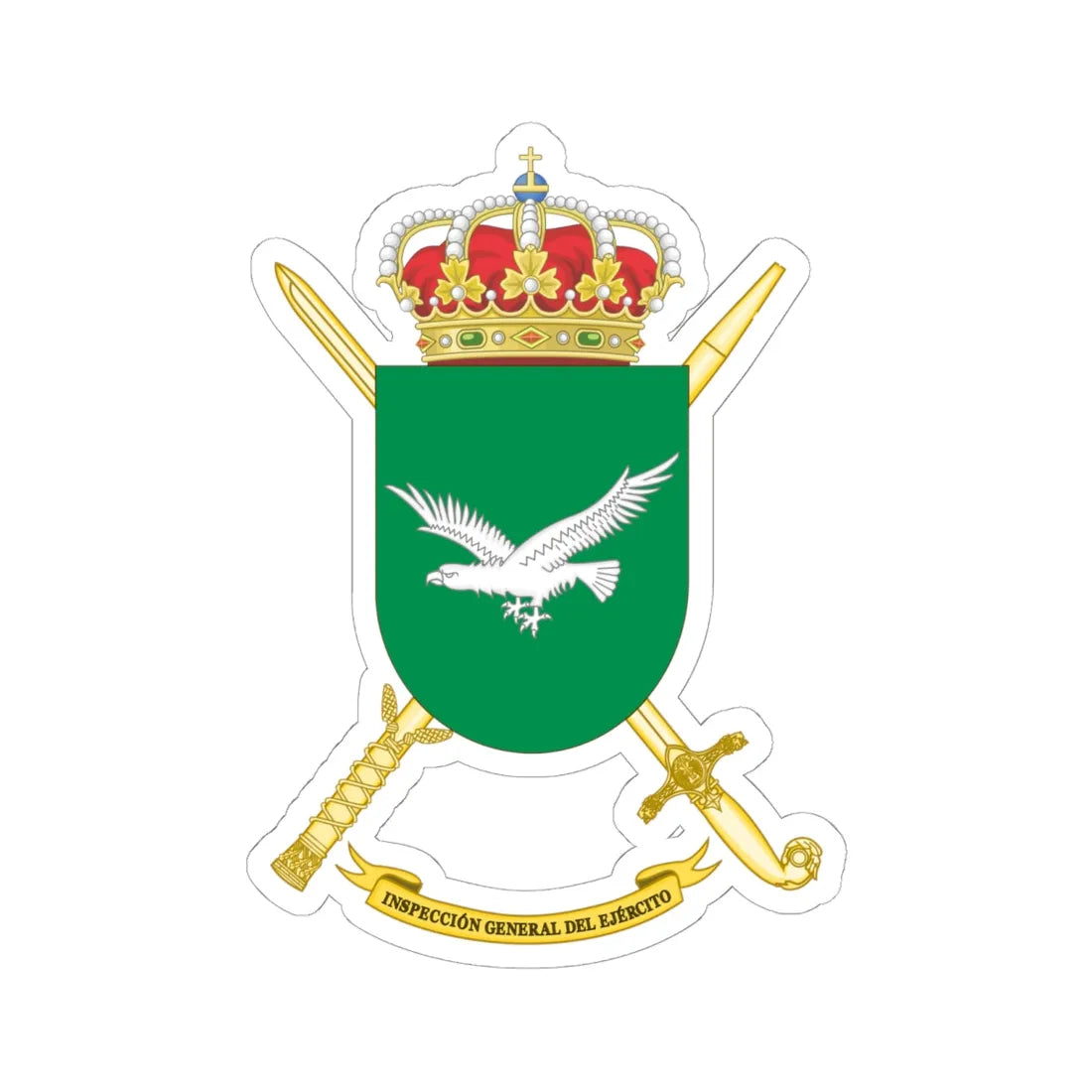 Coat of Arms of the Spanish Army Inspector Generals Office (Spain) (Coat of Arms) STICKER Vinyl Kiss-Cut Decal 6 Inch White - The Sticker Space