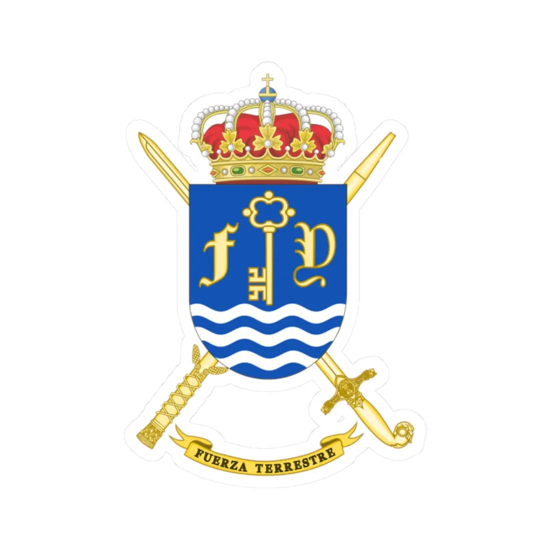 Coat of arms of the Spanish Army Land Force (Spain) (Coat of Arms) STICKER Vinyl Kiss-Cut Decal 2 Inch White - The Sticker Space