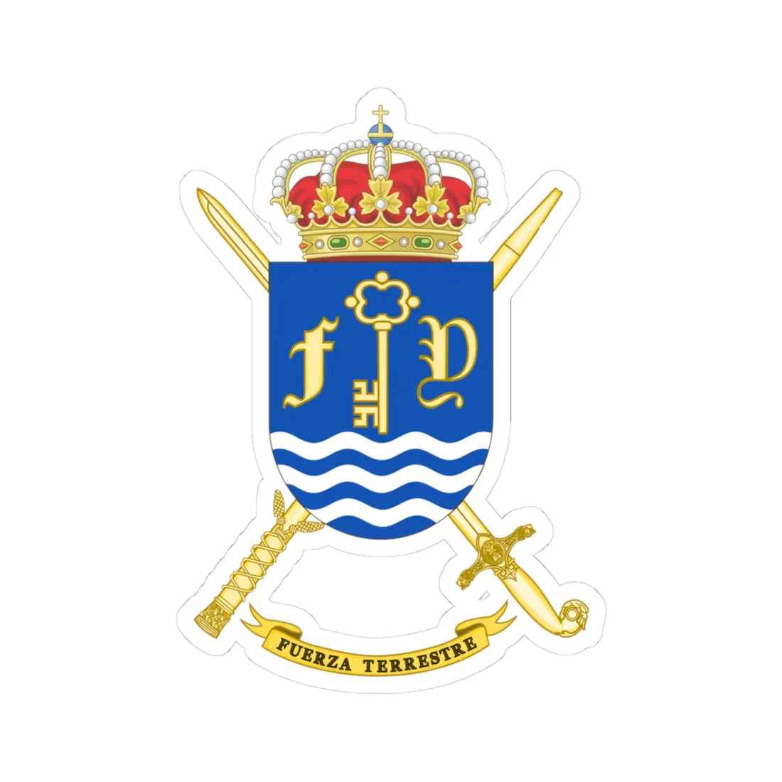 Coat of arms of the Spanish Army Land Force (Spain) (Coat of Arms) STICKER Vinyl Kiss-Cut Decal 3 Inch White - The Sticker Space