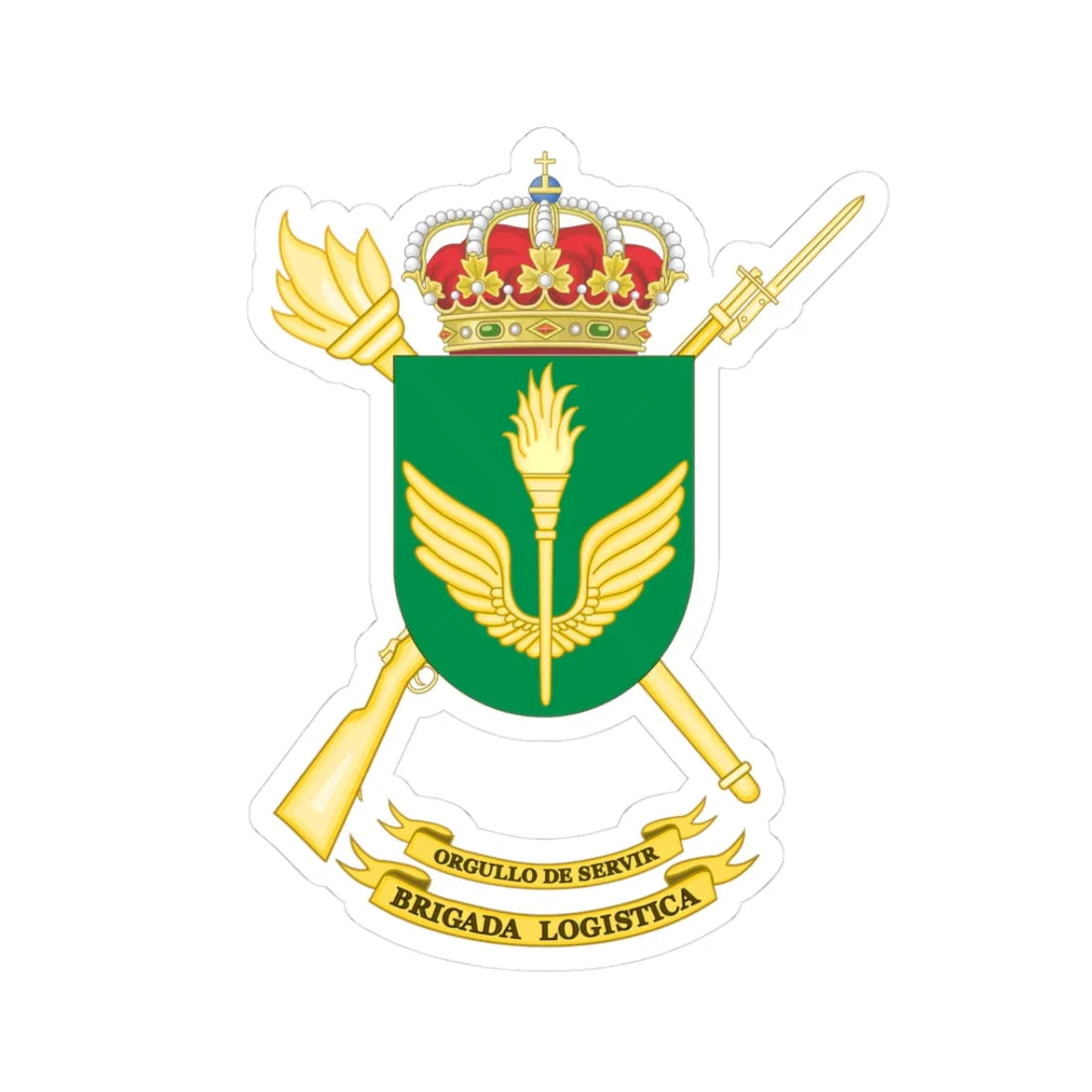 Coat of Arms of the Spanish Army Logistic Brigade (Spain) (Coat of Arms) STICKER Vinyl Kiss-Cut Decal 3 Inch White - The Sticker Space