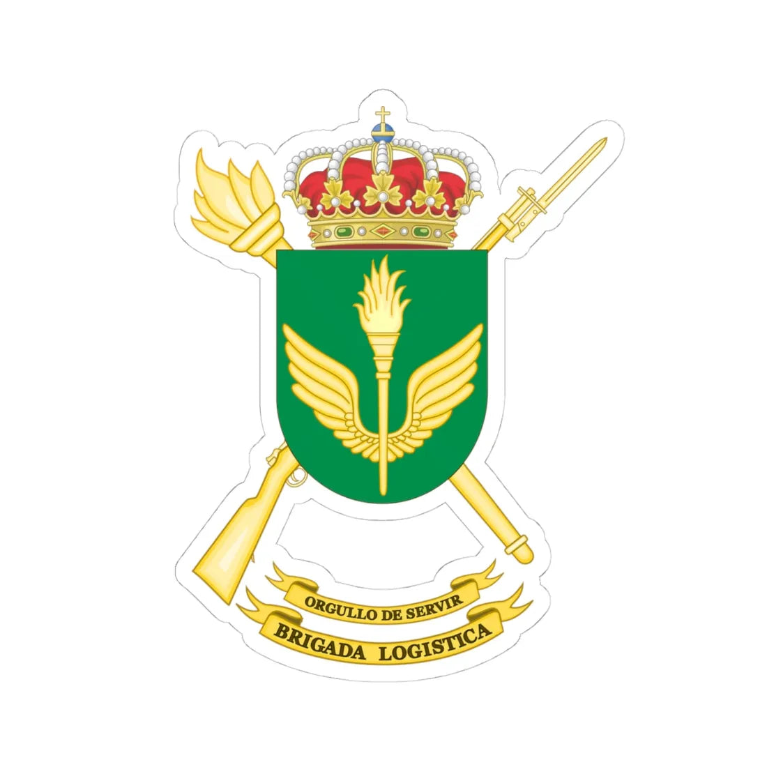 Coat of Arms of the Spanish Army Logistic Brigade (Spain) (Coat of Arms) STICKER Vinyl Kiss-Cut Decal 4 Inch White - The Sticker Space