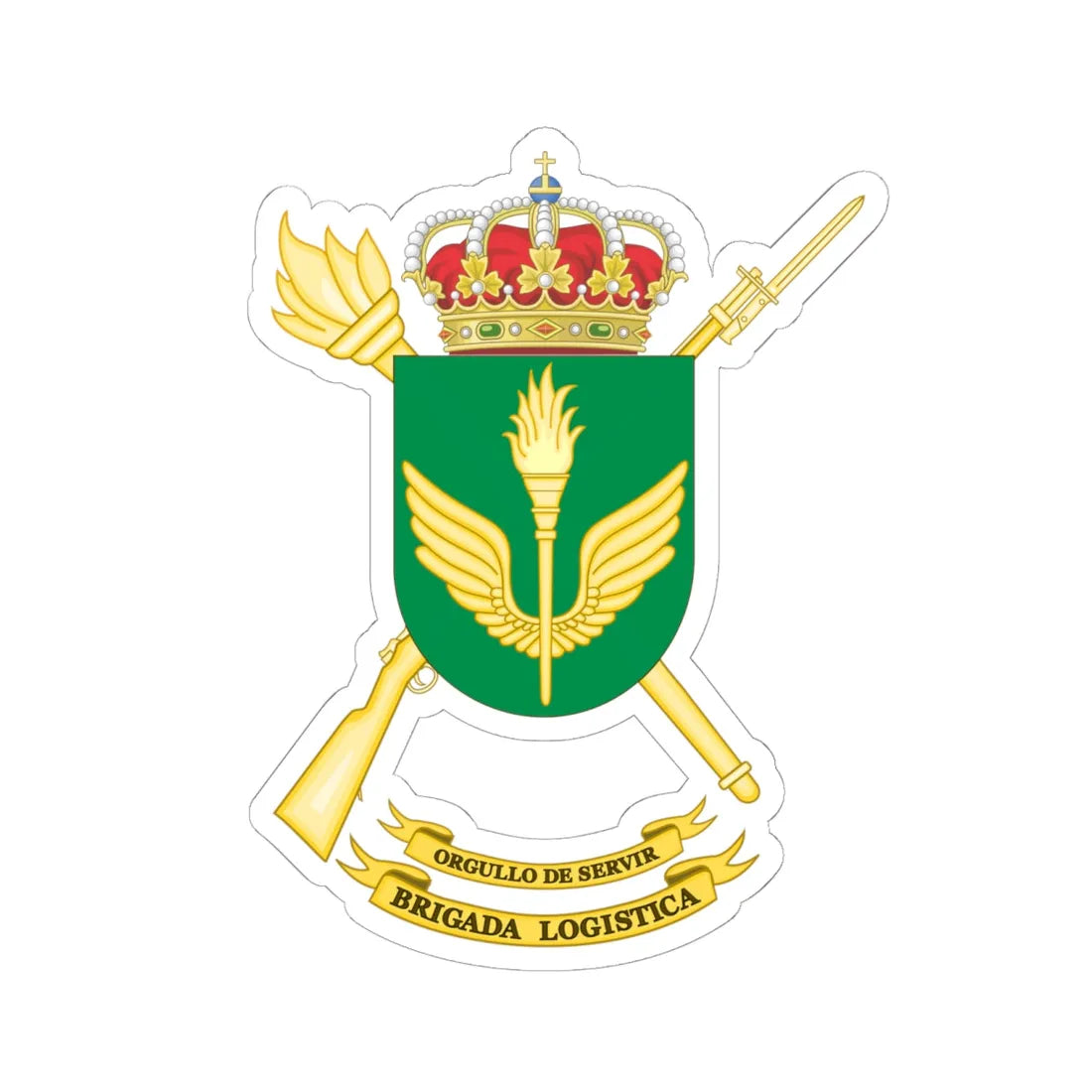 Coat of Arms of the Spanish Army Logistic Brigade (Spain) (Coat of Arms) STICKER Vinyl Kiss-Cut Decal 6 Inch White - The Sticker Space