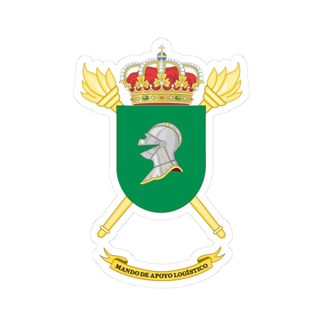 Coat of Arms of the Spanish Army Logistic Support Command (Spain) (Coat of Arms) STICKER Vinyl Kiss-Cut Decal 3 Inch White - The Sticker Space