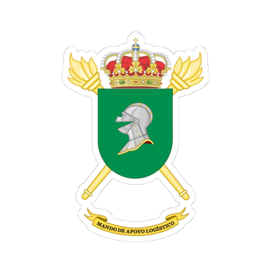 Coat of Arms of the Spanish Army Logistic Support Command (Spain) (Coat of Arms) STICKER Vinyl Kiss-Cut Decal 4 Inch White - The Sticker Space