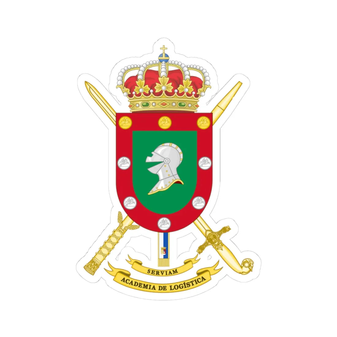 Coat of Arms of the Spanish Army Logistics Academy (Spain) (Coat of Arms) STICKER Vinyl Kiss-Cut Decal 3 Inch White - The Sticker Space
