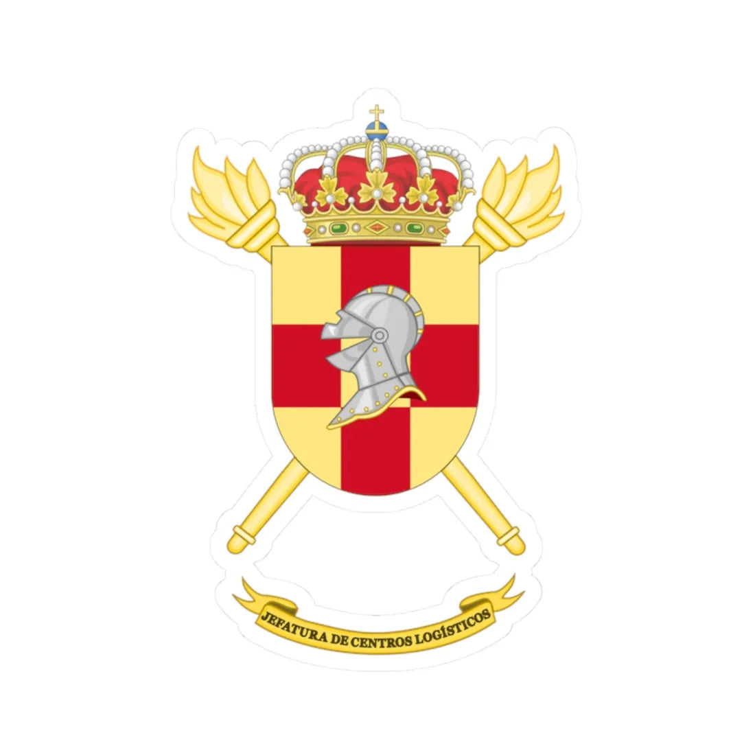 Coat of Arms of the Spanish Army Logistics Centers Command (Spain) (Coat of Arms) STICKER Vinyl Kiss-Cut Decal 2 Inch White - The Sticker Space