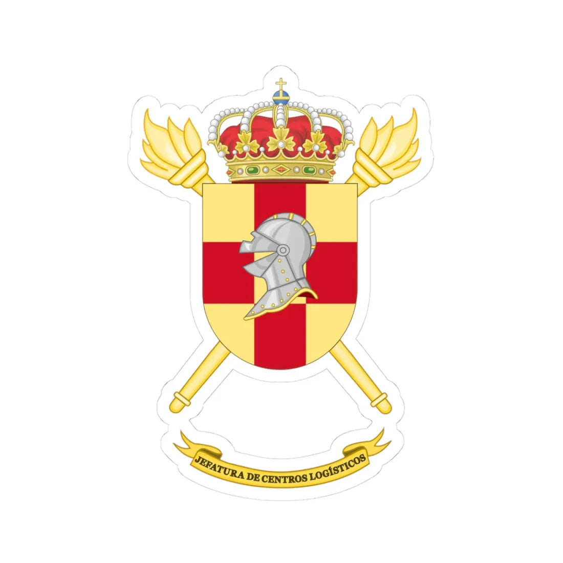 Coat of Arms of the Spanish Army Logistics Centers Command (Spain) (Coat of Arms) STICKER Vinyl Kiss-Cut Decal 3 Inch White - The Sticker Space