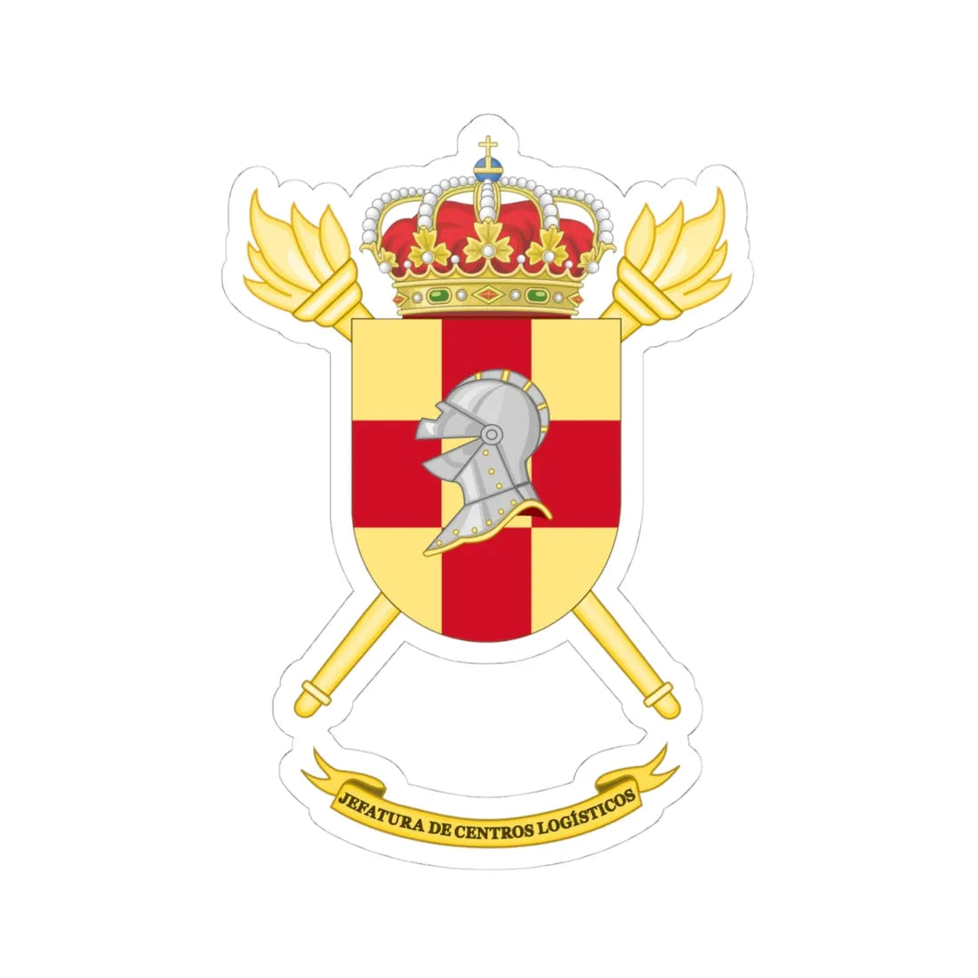 Coat of Arms of the Spanish Army Logistics Centers Command (Spain) (Coat of Arms) STICKER Vinyl Kiss-Cut Decal 4 Inch White - The Sticker Space