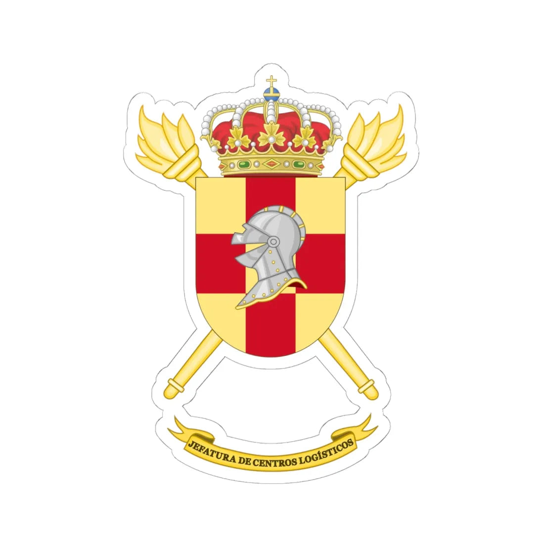 Coat of Arms of the Spanish Army Logistics Centers Command (Spain) (Coat of Arms) STICKER Vinyl Kiss-Cut Decal 6 Inch White - The Sticker Space