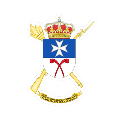 Coat of Arms of the Spanish Army NBC Decontamination Sanitary Station (Spain) (Coat of Arms) STICKER Vinyl Kiss-Cut Decal 2 Inch White - The Sticker Space