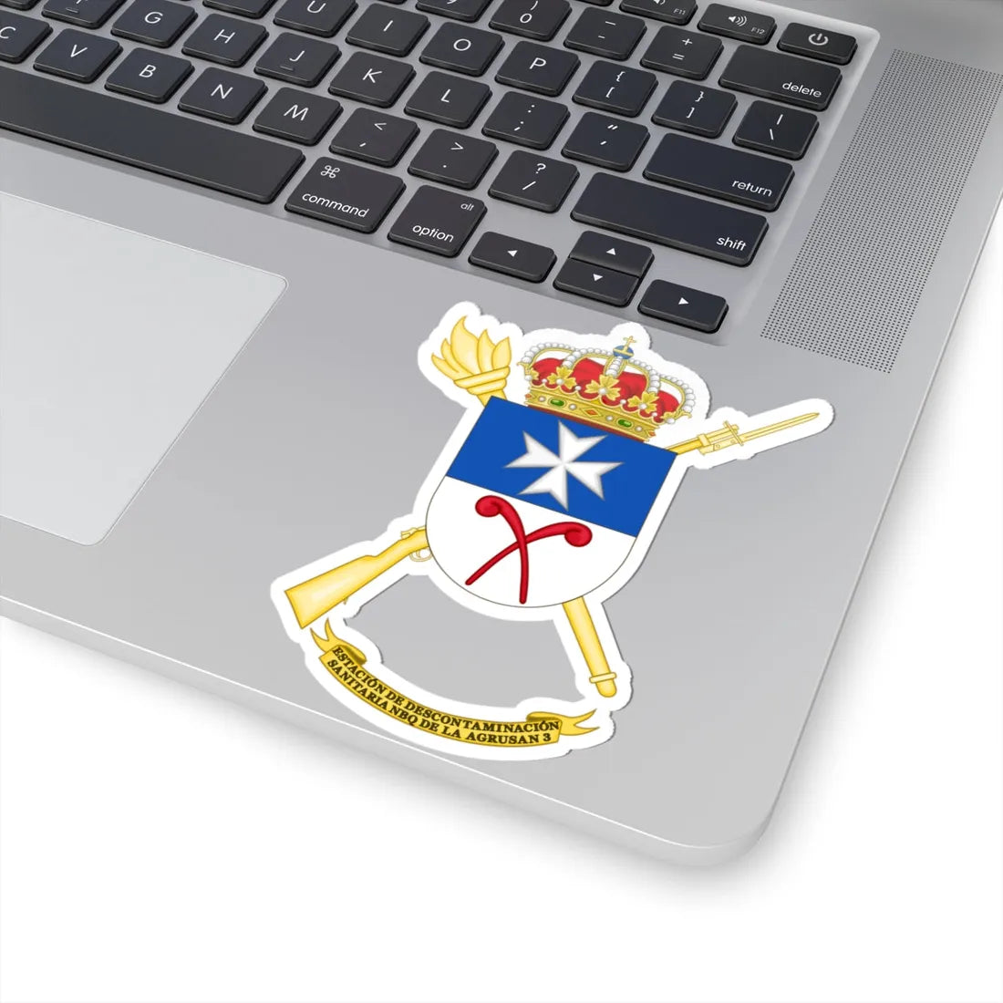 Coat of Arms of the Spanish Army NBC Decontamination Sanitary Station (Spain) (Coat of Arms) STICKER Vinyl Kiss-Cut Decal - The Sticker Space