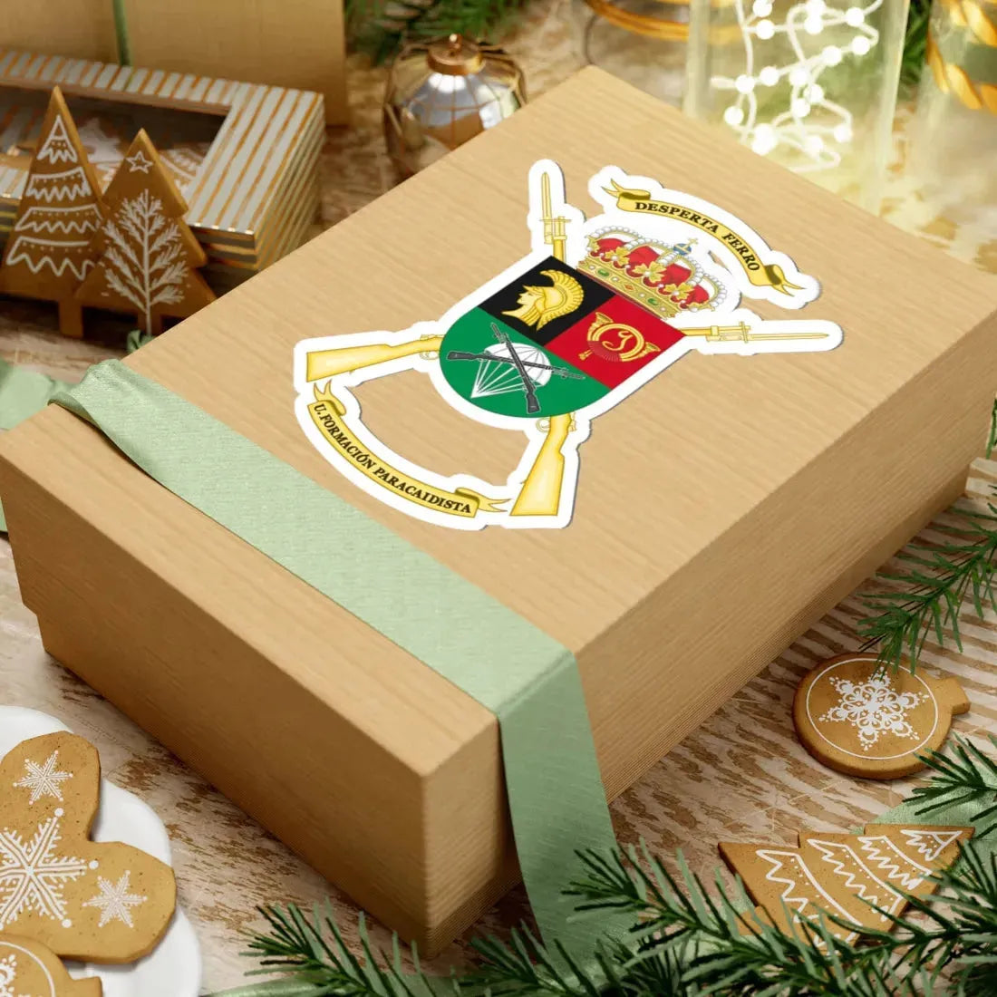 Coat of Arms of the Spanish Army Parachute Instruction Unit (Spain) (Coat of Arms) STICKER Vinyl Kiss-Cut Decal - The Sticker Space