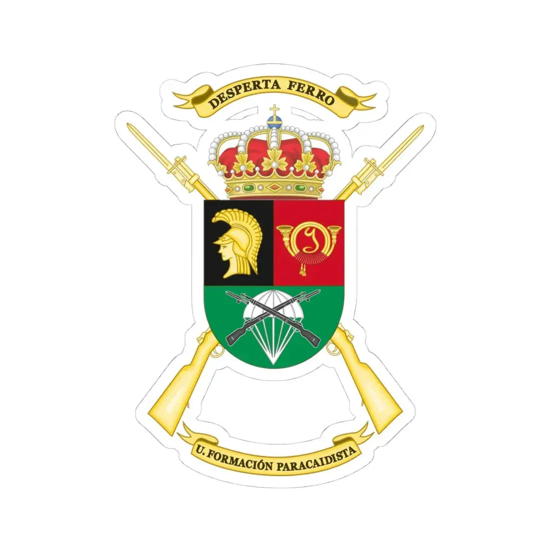 Coat of Arms of the Spanish Army Parachute Instruction Unit (Spain) (Coat of Arms) STICKER Vinyl Kiss-Cut Decal - The Sticker Space