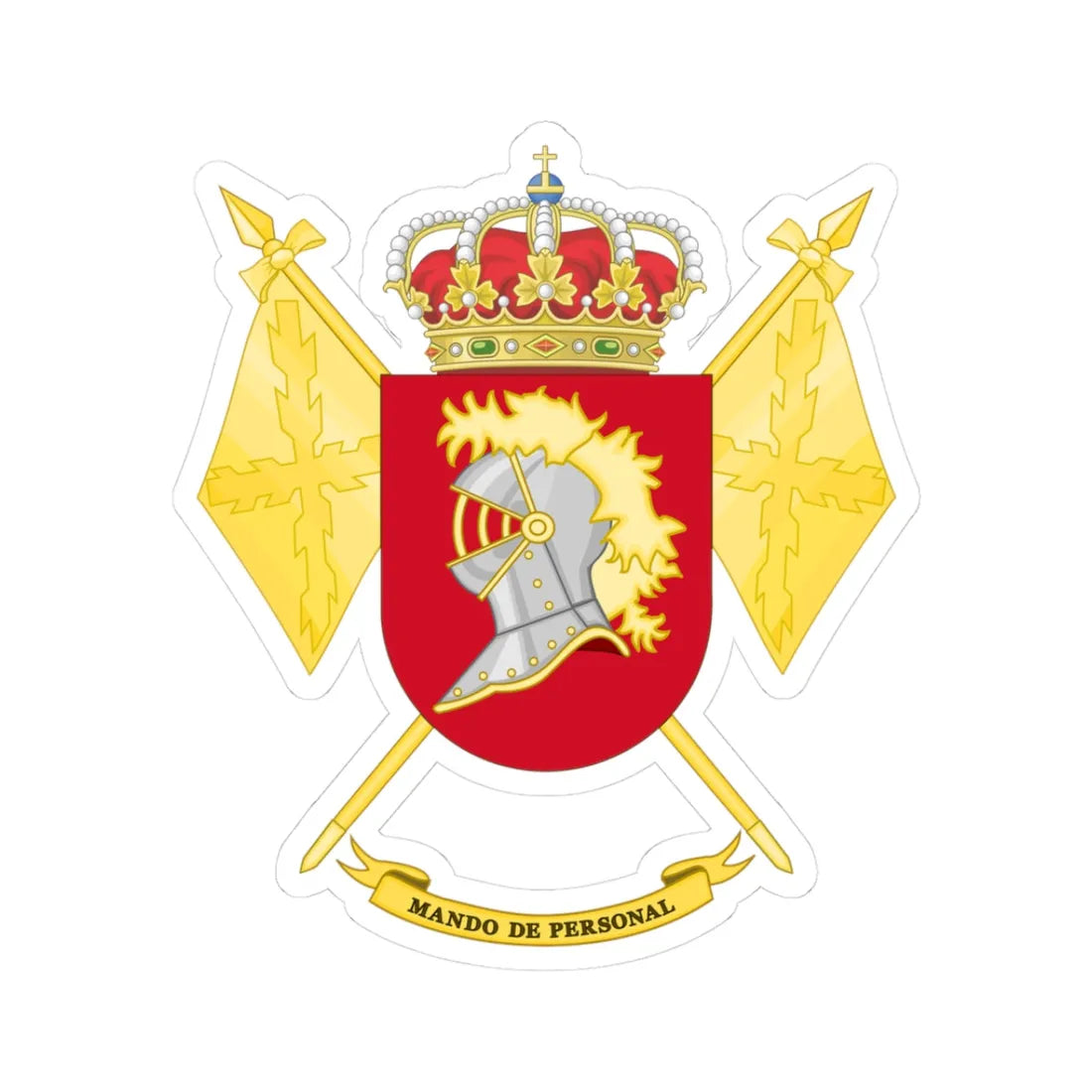 Coat of Arms of the Spanish Army Personnel Command (Spain) (Coat of Arms) STICKER Vinyl Kiss-Cut Decal 3 Inch White - The Sticker Space