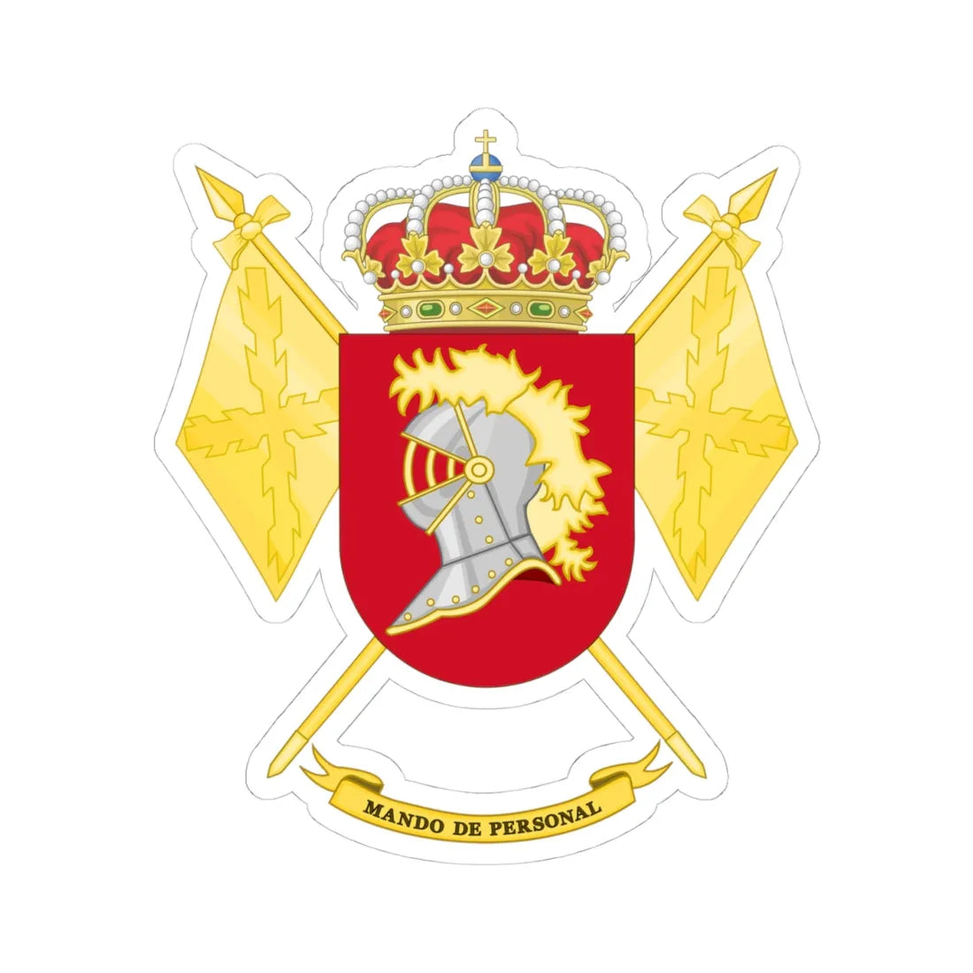 Coat of Arms of the Spanish Army Personnel Command (Spain) (Coat of Arms) STICKER Vinyl Kiss-Cut Decal 4 Inch White - The Sticker Space