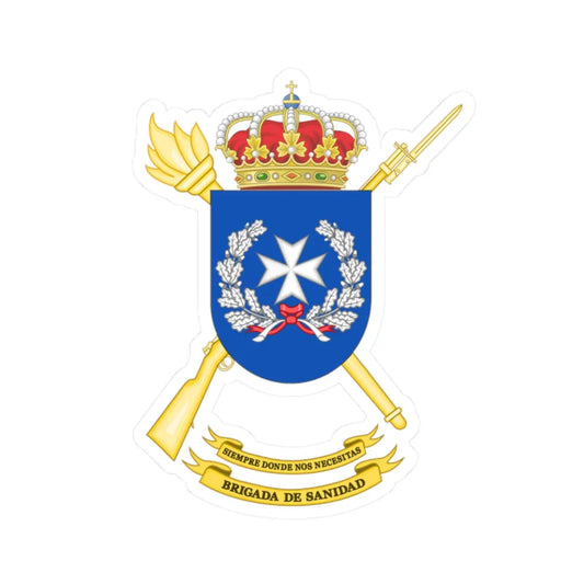Coat of Arms of the Spanish Army Sanitary Brigade (Spain) (Coat of Arms) STICKER Vinyl Kiss-Cut Decal 2 Inch White - The Sticker Space