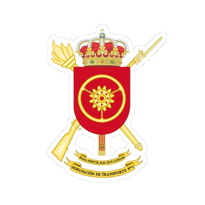 Coat of Arms of the Spanish Army Transport Group (Spain) (Coat of Arms) STICKER Vinyl Kiss-Cut Decal 3 Inch White - The Sticker Space