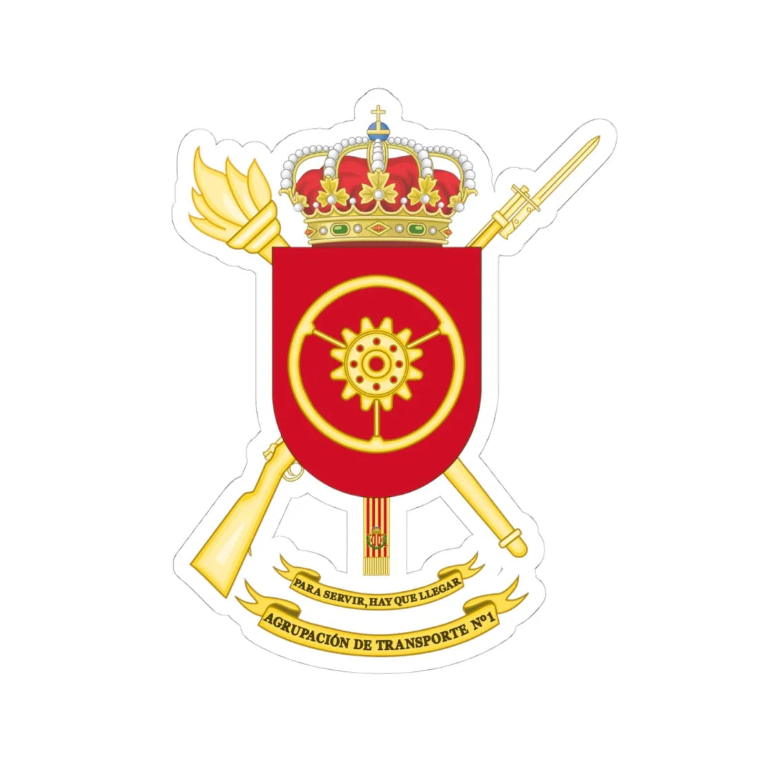 Coat of Arms of the Spanish Army Transport Group (Spain) (Coat of Arms) STICKER Vinyl Kiss-Cut Decal 4 Inch White - The Sticker Space