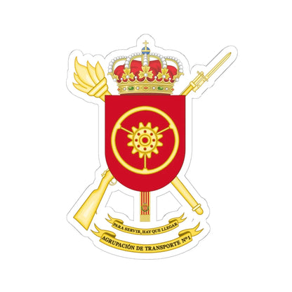 Coat of Arms of the Spanish Army Transport Group (Spain) (Coat of Arms) STICKER Vinyl Kiss-Cut Decal 6 Inch White - The Sticker Space