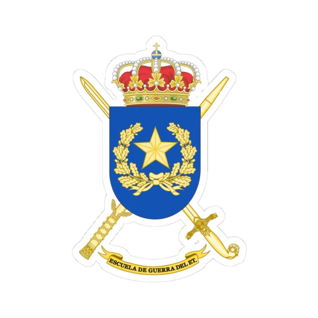 Coat of Arms of the Spanish Army War College (Spain) (Coat of Arms) STICKER Vinyl Kiss-Cut Decal 3 Inch White - The Sticker Space