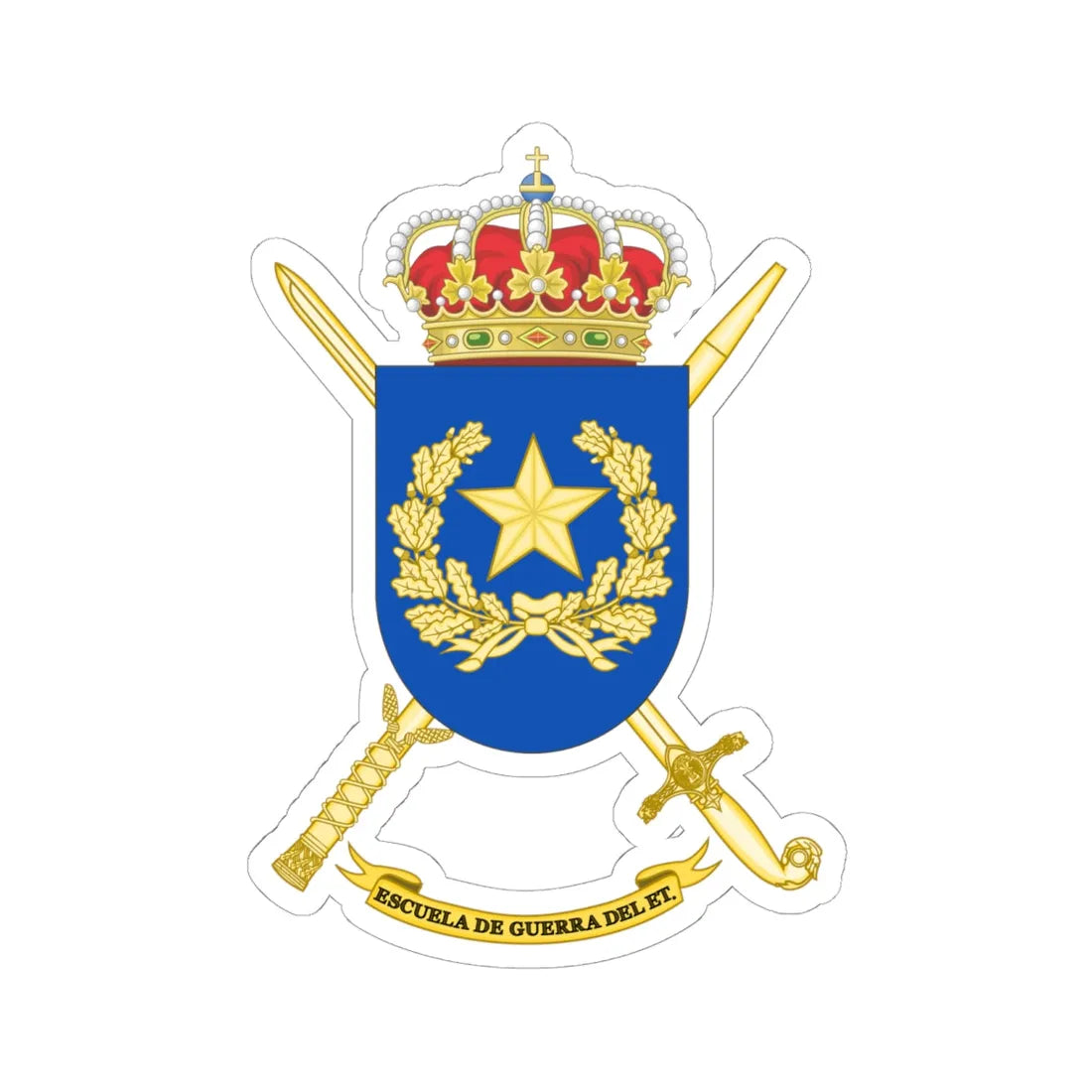 Coat of Arms of the Spanish Army War College (Spain) (Coat of Arms) STICKER Vinyl Kiss-Cut Decal 6 Inch White - The Sticker Space