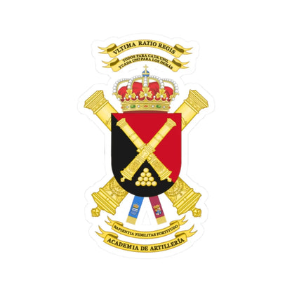 Coat of Arms of the Spanish Artillery Academy (Spain) (Coat of Arms) STICKER Vinyl Kiss-Cut Decal 2 Inch White - The Sticker Space