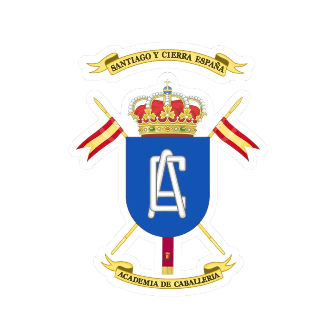 Coat of Arms of the Spanish Cavalry Academy (Spain) (Coat of Arms) STICKER Vinyl Kiss-Cut Decal 2 Inch White - The Sticker Space