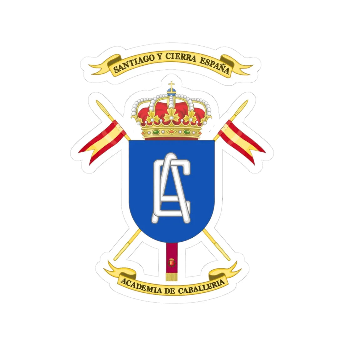 Coat of Arms of the Spanish Cavalry Academy (Spain) (Coat of Arms) STICKER Vinyl Kiss-Cut Decal 3 Inch White - The Sticker Space