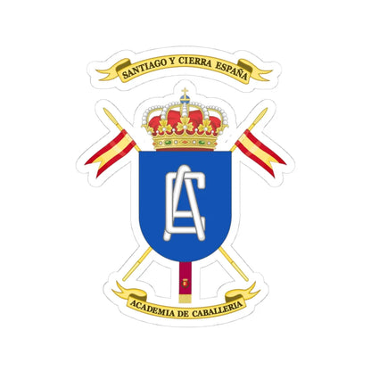 Coat of Arms of the Spanish Cavalry Academy (Spain) (Coat of Arms) STICKER Vinyl Kiss-Cut Decal 4 Inch White - The Sticker Space