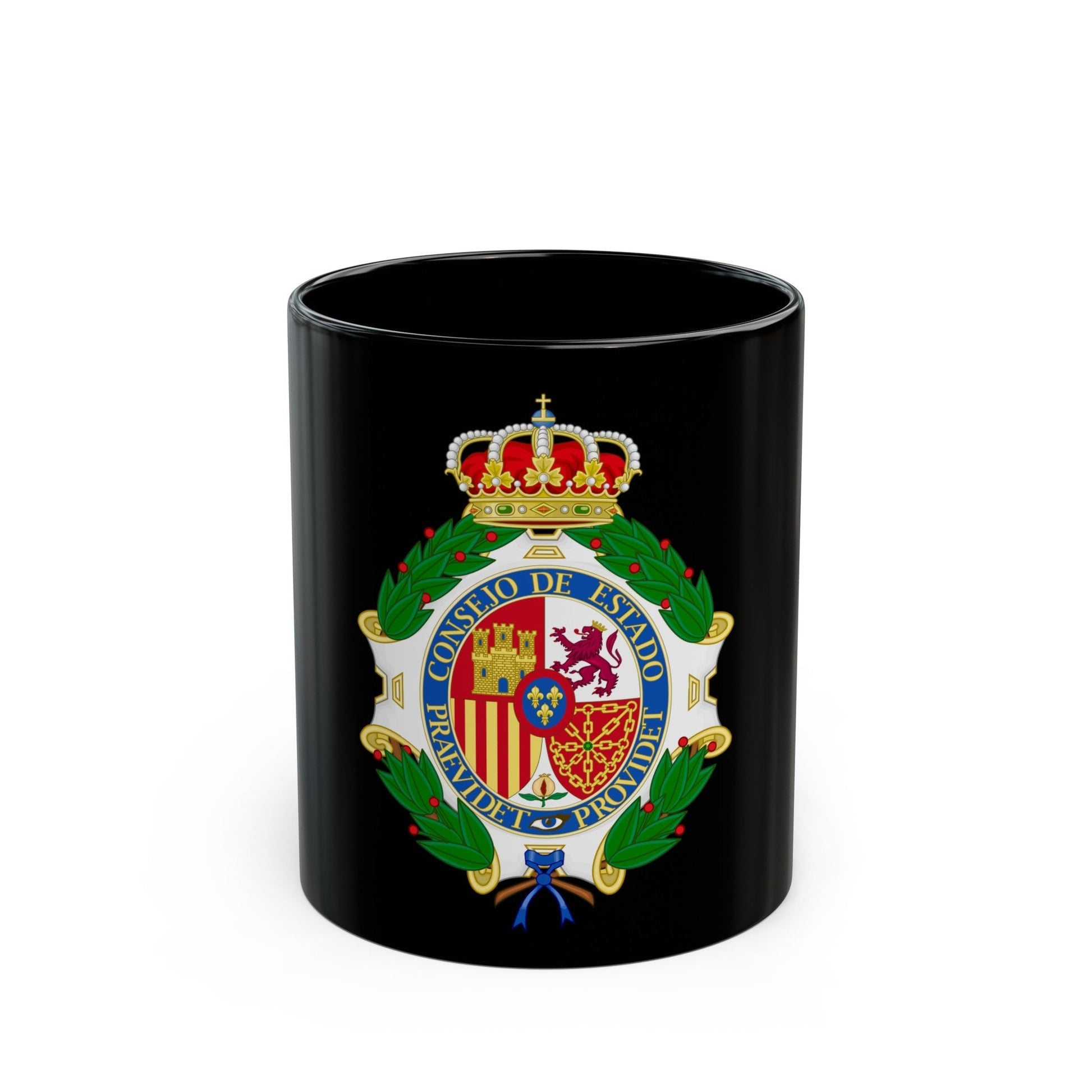 Coat of Arms of the Spanish Council of State - Black Coffee Mug-11oz-The Sticker Space