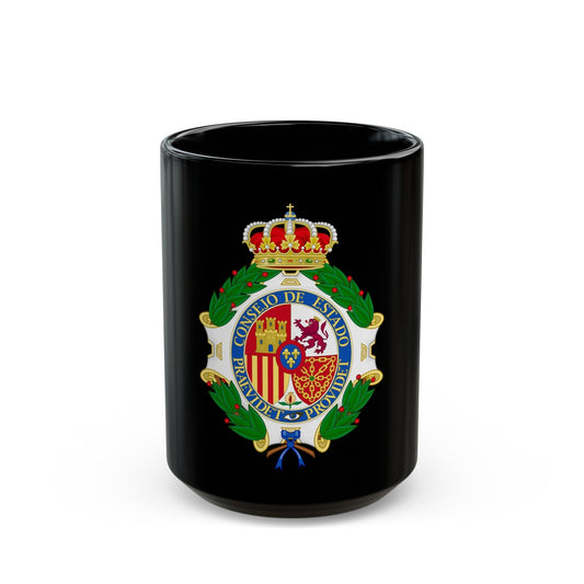 Coat of Arms of the Spanish Council of State - Black Coffee Mug-15oz-The Sticker Space