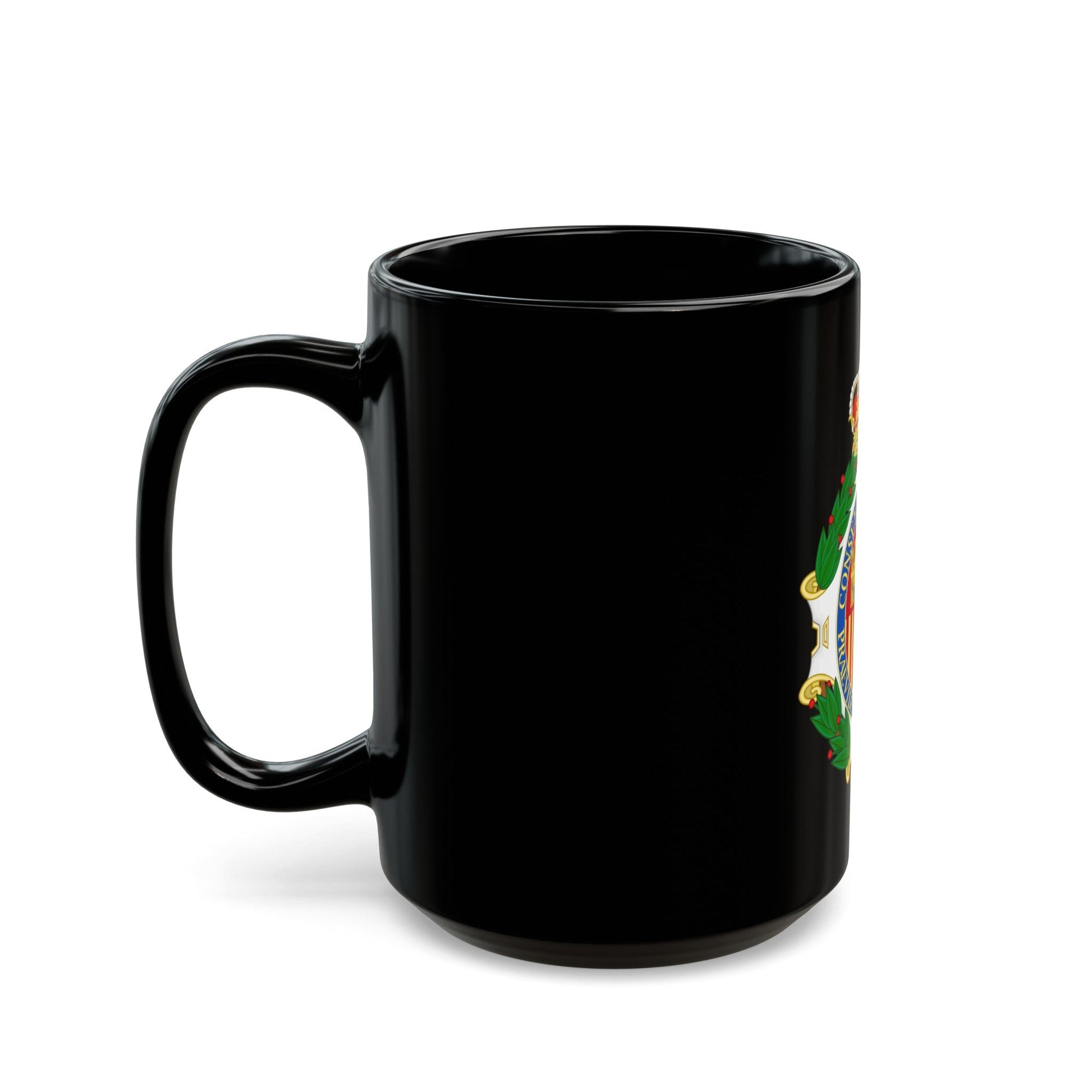 Coat of Arms of the Spanish Council of State - Black Coffee Mug-The Sticker Space