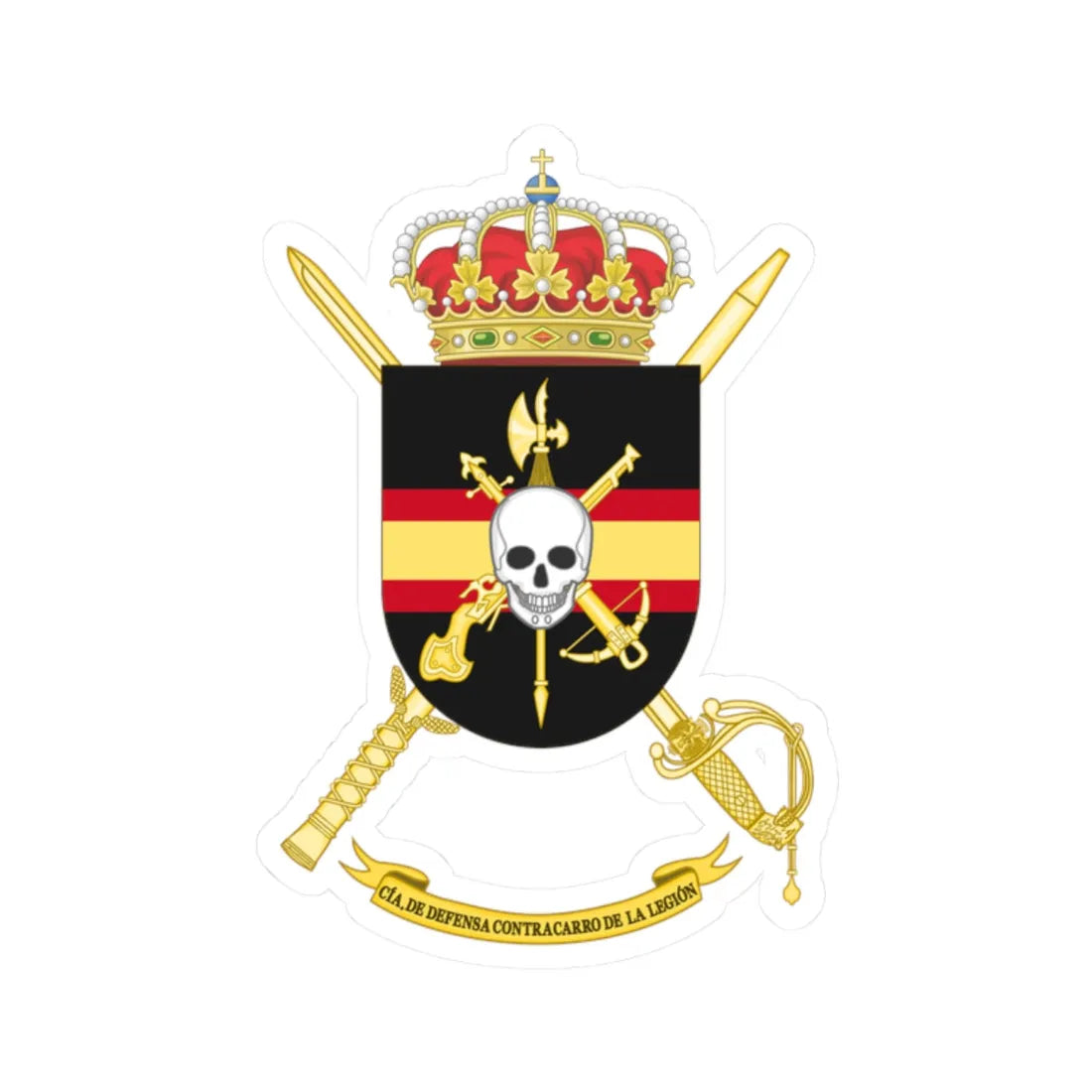 Coat of Arms of the Spanish Legion Anti-Tank Defense Company (Spain) (Coat of Arms) STICKER Vinyl Kiss-Cut Decal 2 Inch White - The Sticker Space