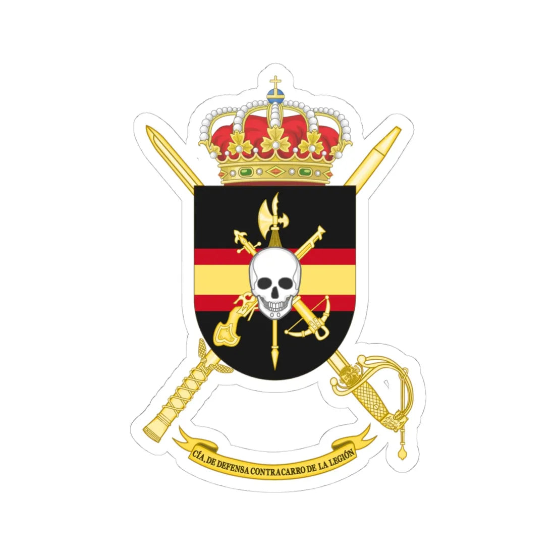 Coat of Arms of the Spanish Legion Anti-Tank Defense Company (Spain) (Coat of Arms) STICKER Vinyl Kiss-Cut Decal 4 Inch White - The Sticker Space