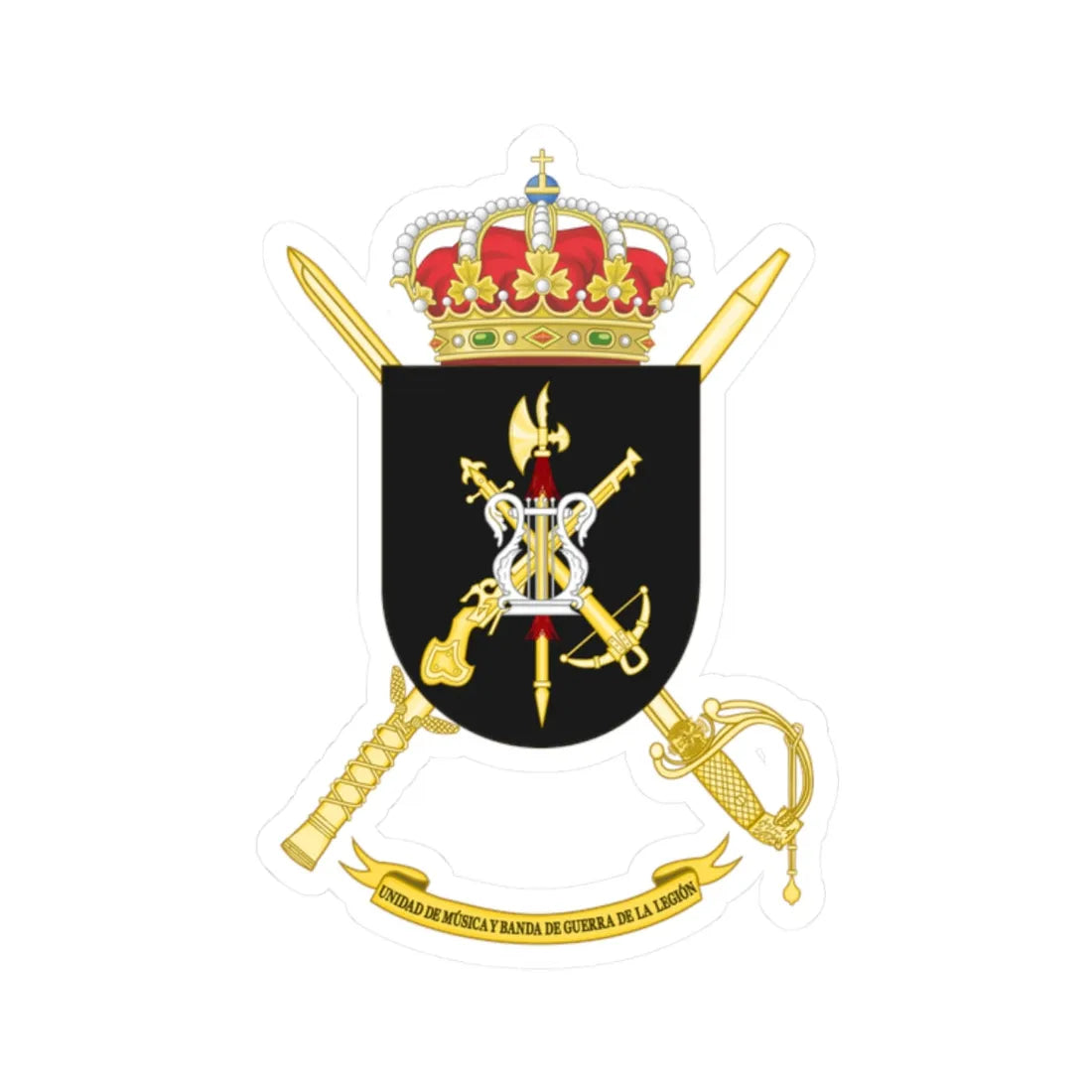 Coat of Arms of the Spanish Legion Band (Spain) (Coat of Arms) STICKER Vinyl Kiss-Cut Decal 2 Inch White - The Sticker Space