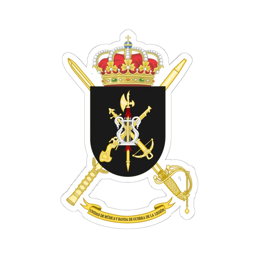 Coat of Arms of the Spanish Legion Band (Spain) (Coat of Arms) STICKER Vinyl Kiss-Cut Decal 6 Inch White - The Sticker Space